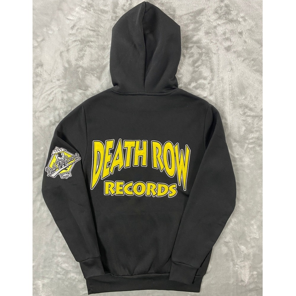 Death Row Records Baseball Group Hoodie Mens Small Black Yellow Embroidered NWT